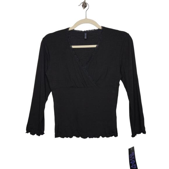 NWT Vintage Y2k Ruffled Hem Black Fairy Whimsy Goth Witchy Fall Autumn Shirt - Picture 1 of 4